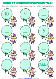 Counting Numbers By 1 and 2 Printable Maths Worksheets and Exercises